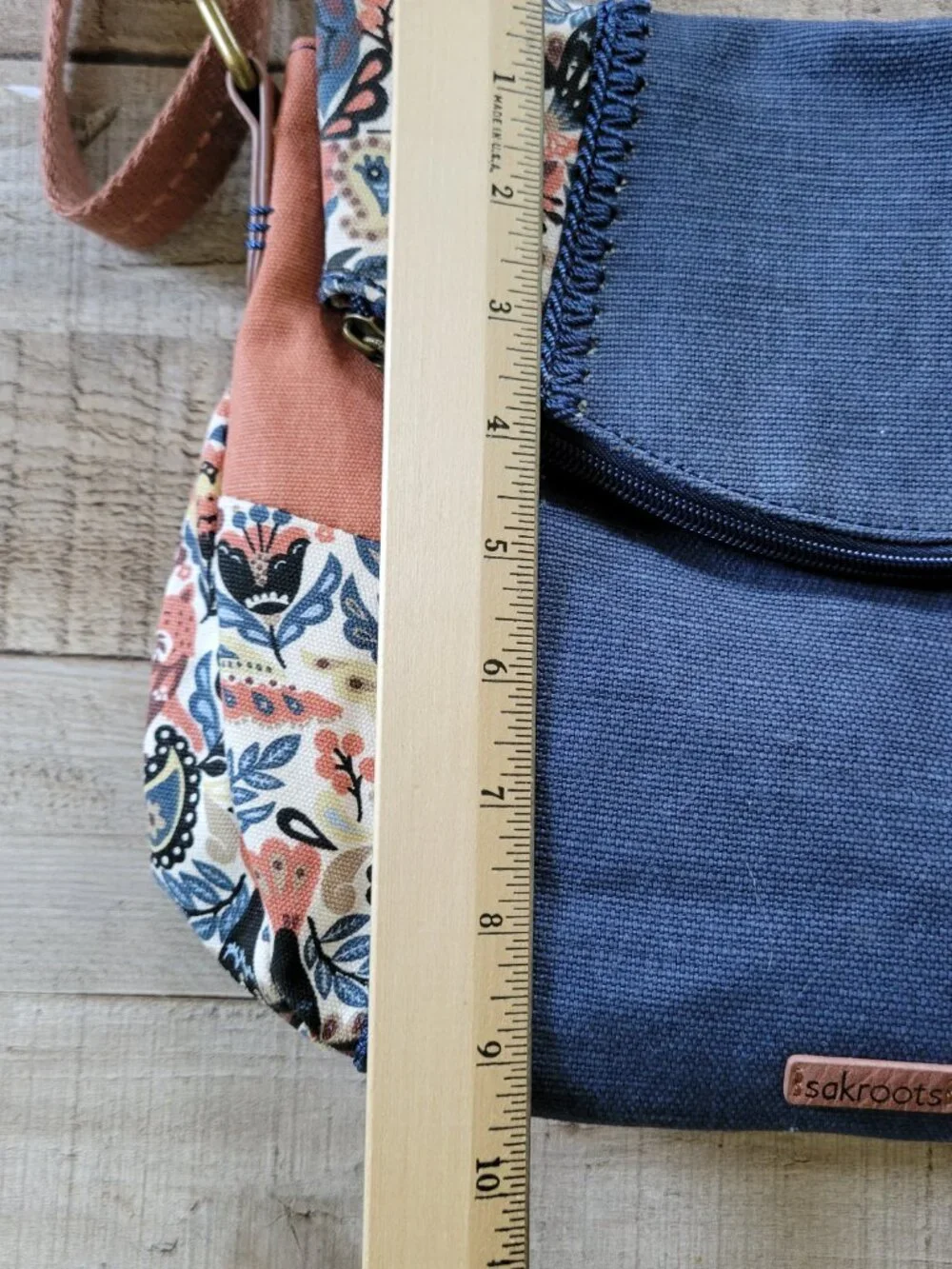 Sakroots Sienna Spirit Desert Zip Foldover Crossbody Bag Canvas Floral Boho Blue